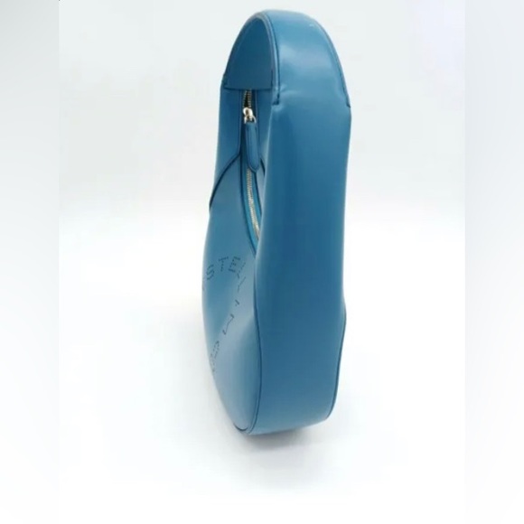 New STELLA MCCARTNEY Small Perforated Logo Alter Leather Hobo Bag - Teal - Picture 4 of 10